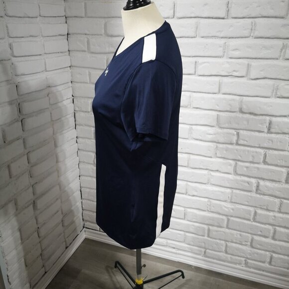 Under Armour Heat Gear Ladies Size Large Navy & White Short Sleeve T-shirt - Picture 4 of 10